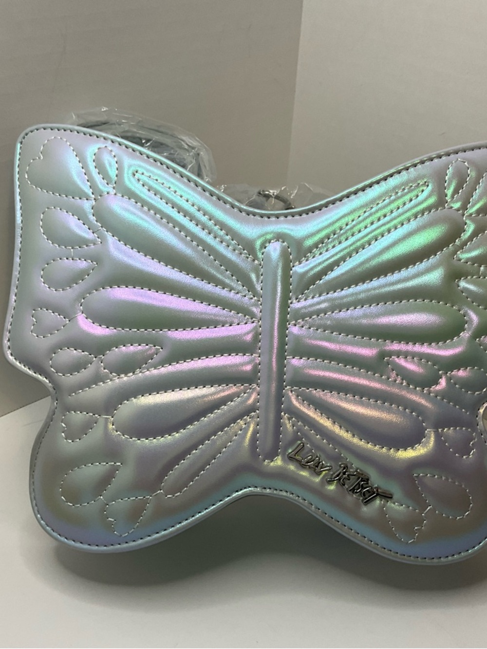 Luv Betsey Johnson Iridescent blue/multi colored Butterfly crossbody purse